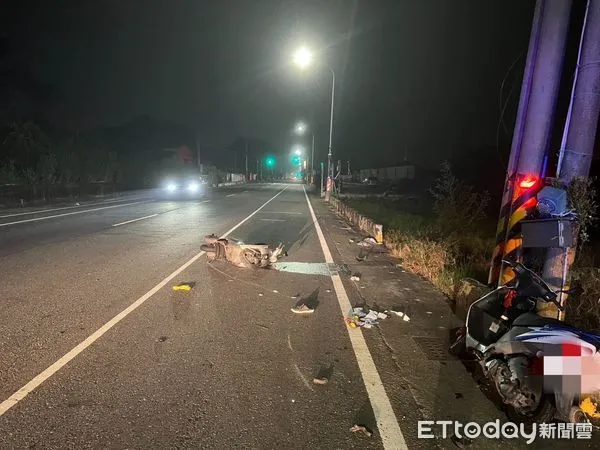 ▲▼             高雄市岡山區寶米路今(10)日凌晨1時許，33歲陶姓男子騎車自撞。（圖／民眾提供）