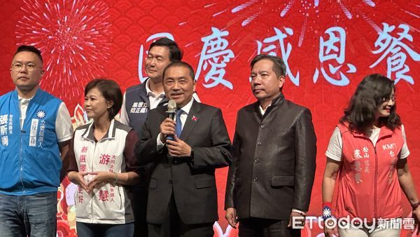 ▲▼ 國民黨總統參選人侯友宜、前總統馬英九、台北市長蔣萬安、黨主席朱立倫出席北北基市教育團體國慶感恩餐會。 。（圖／記者崔至雲攝）