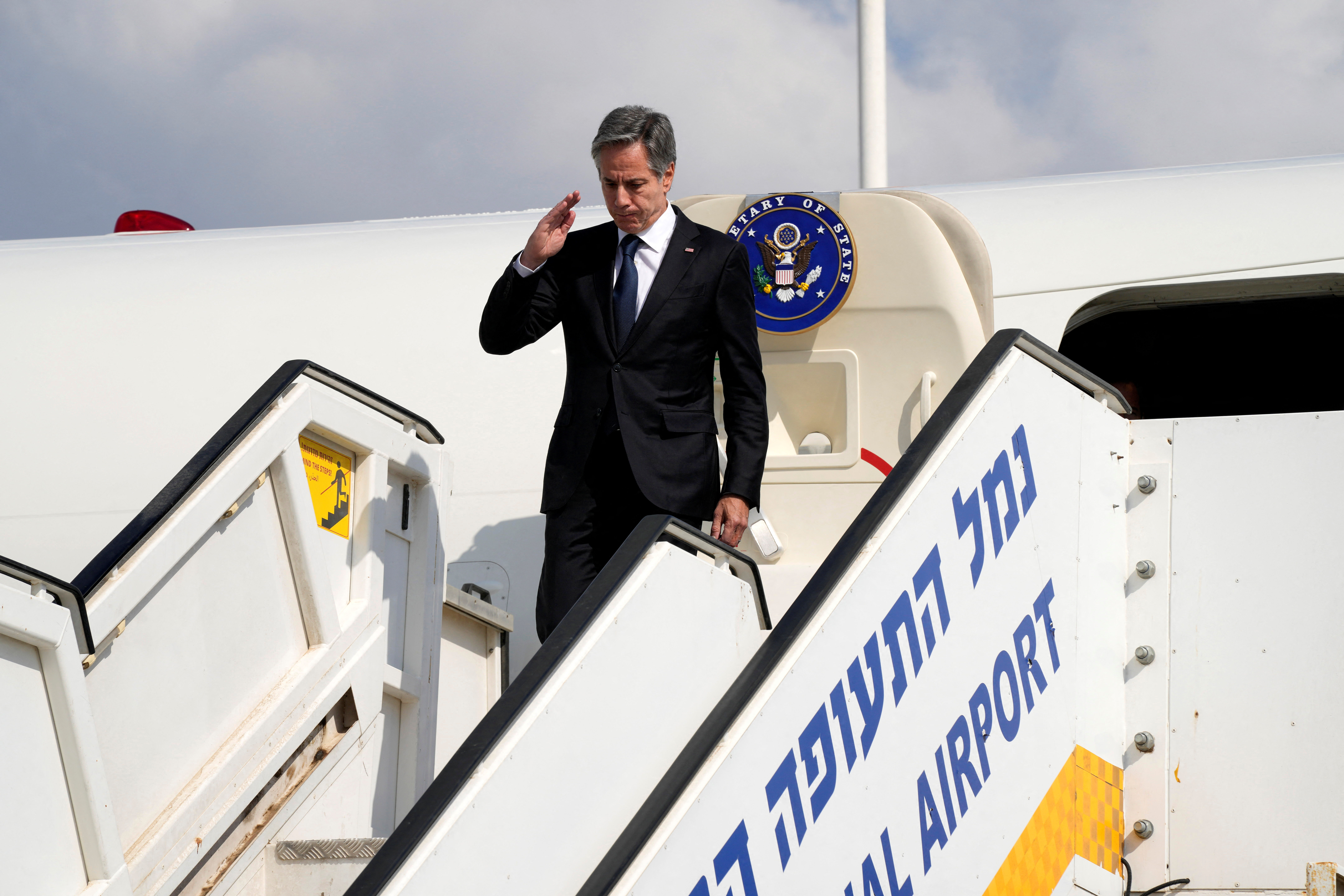 ▲▼ 布林肯出訪以色列，降落特拉維夫本-古里安國際機場。（圖／路透）