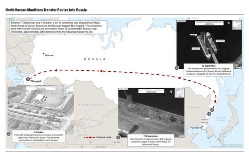 ▲▼美國白宮NSC公開俄籍船隻從北韓載送貨櫃時的衛星影像。（圖／美國NSC）