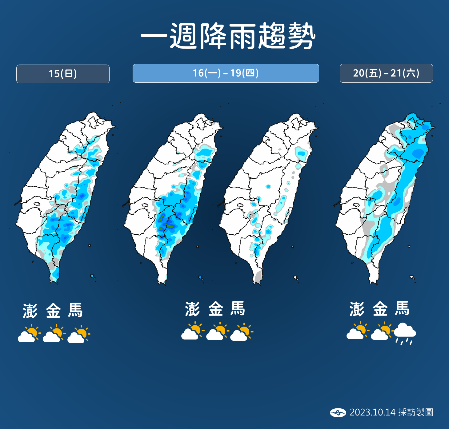 ▲▼未來一周降雨和溫度趨勢。（圖／氣象署）