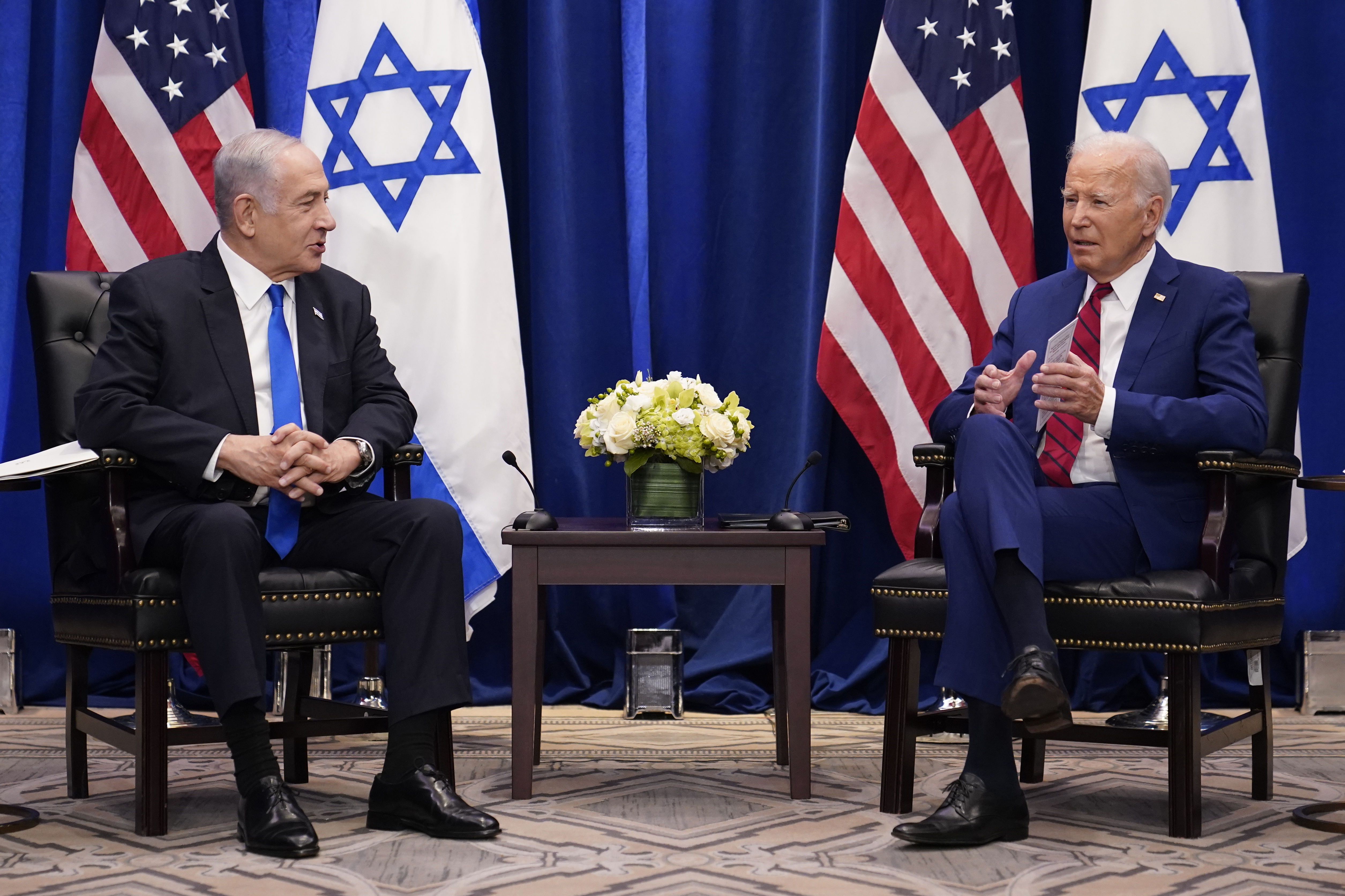 ▲2023年9月20日，以色列總理納坦雅胡（Benjamin Netanyahu）和美國總統拜登在紐約會面。（圖／達志影像／美聯社）