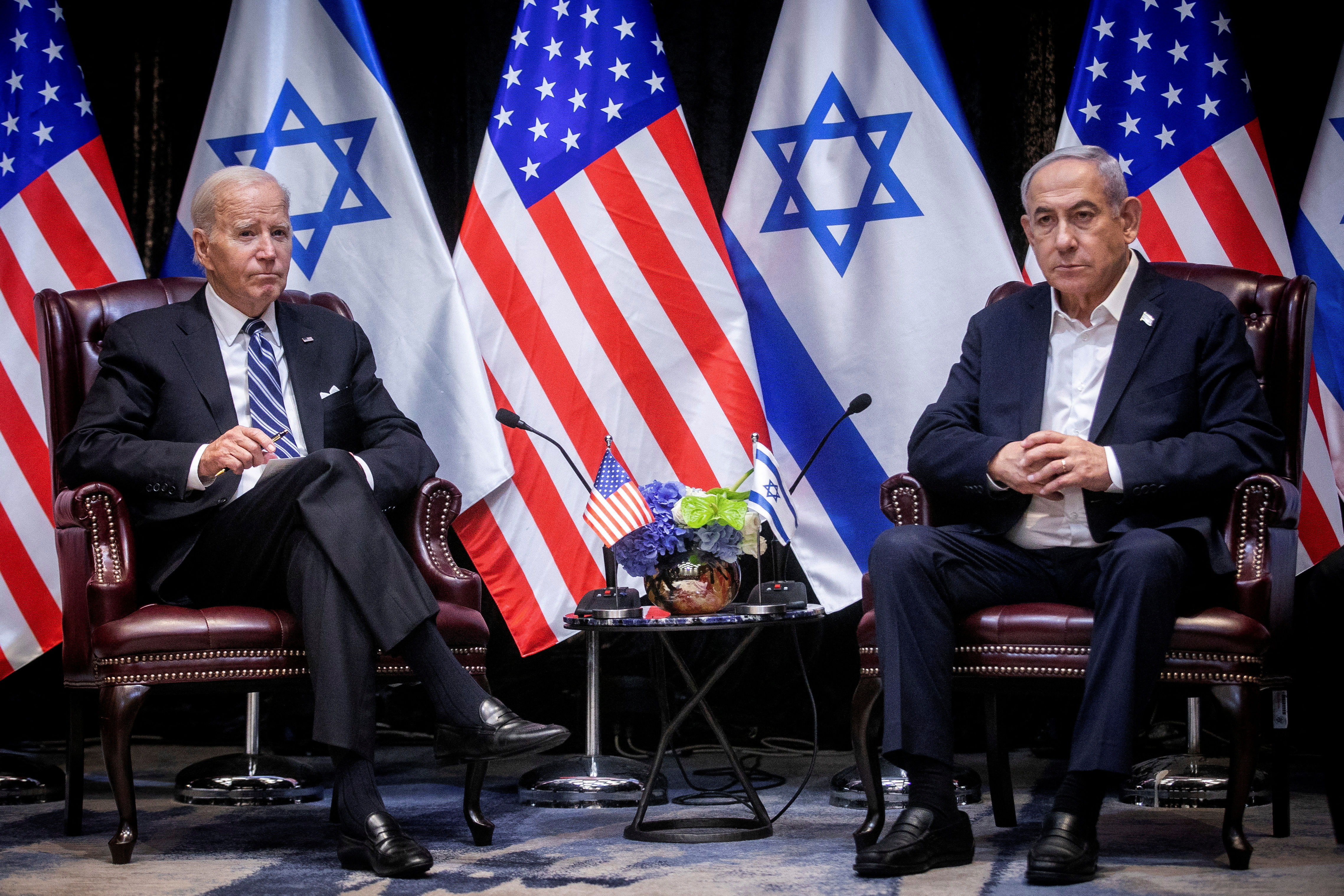▲美國總統拜登訪問以色列，與以色列總理納坦雅胡（Benjamin Netanyahu 或譯尼坦雅胡）會面。（圖／路透）