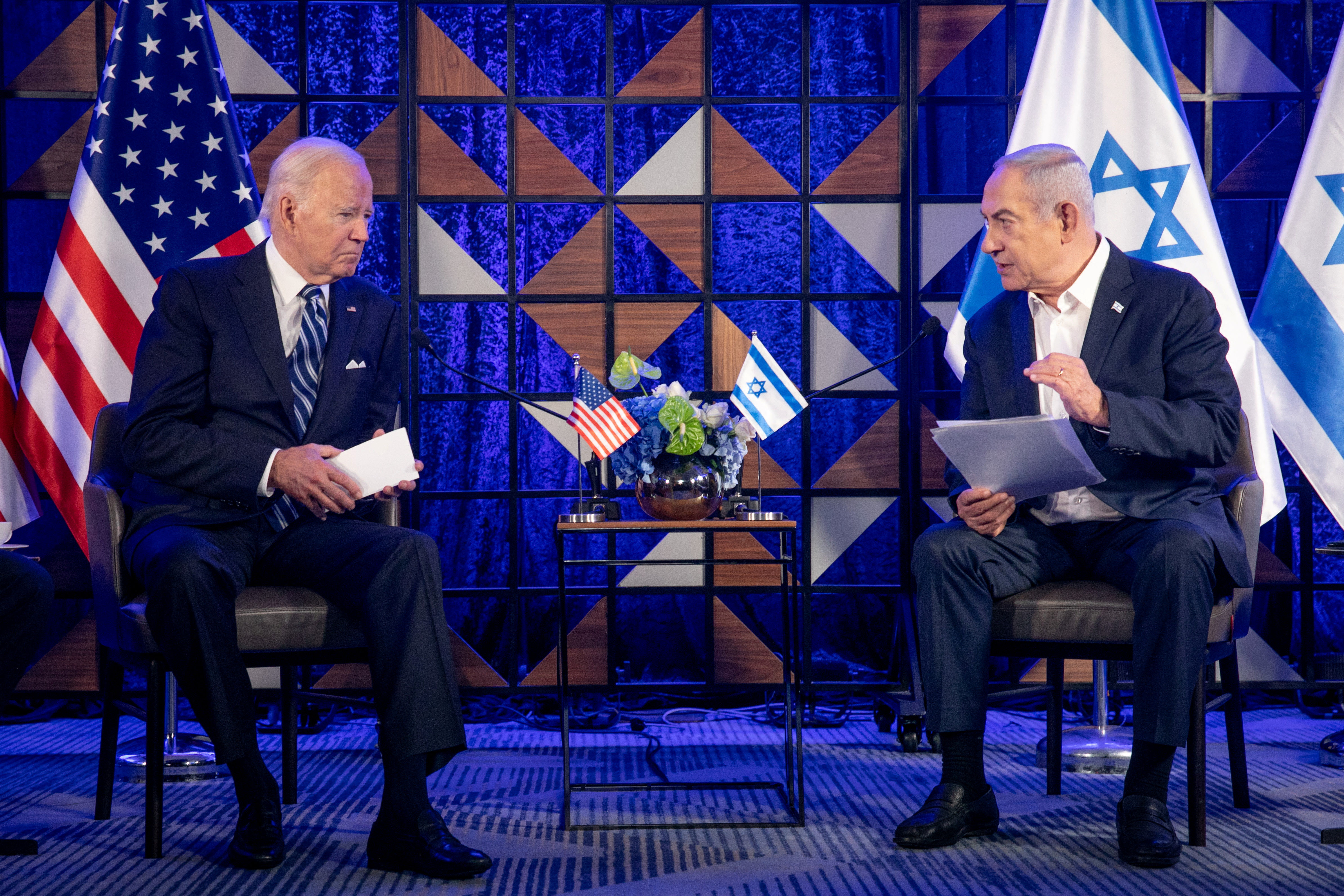 ▲美國總統拜登訪問以色列，與總理納坦雅胡會面。（圖／路透）