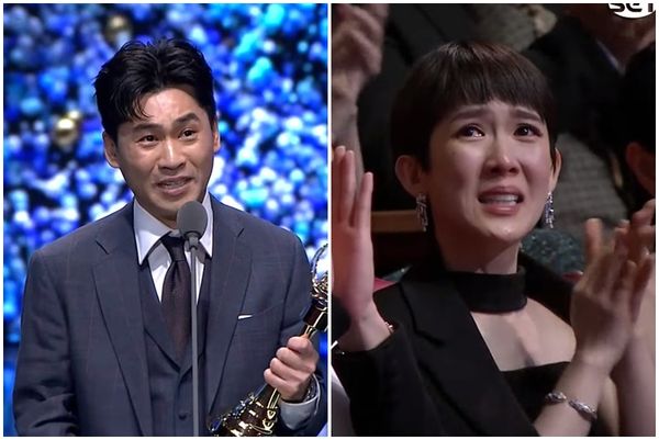 ▲黃迪揚致詞，孫可芳哭了。（圖／翻攝自YouTube／金鐘獎Golden Bell Awards）