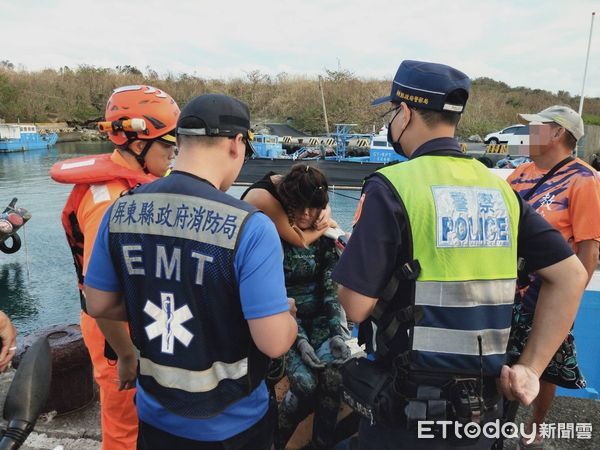 ▲▼女潛水客最後被成功救回。（圖／記者陳崑福翻攝）