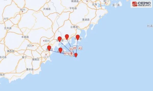 ▲廣東汕頭海域23日凌晨發生規模5.0的極淺層地震。（圖／翻攝中國地震台網）