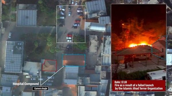 ▲▼加薩醫院被炸之後的空拍照。（圖／翻攝自X）