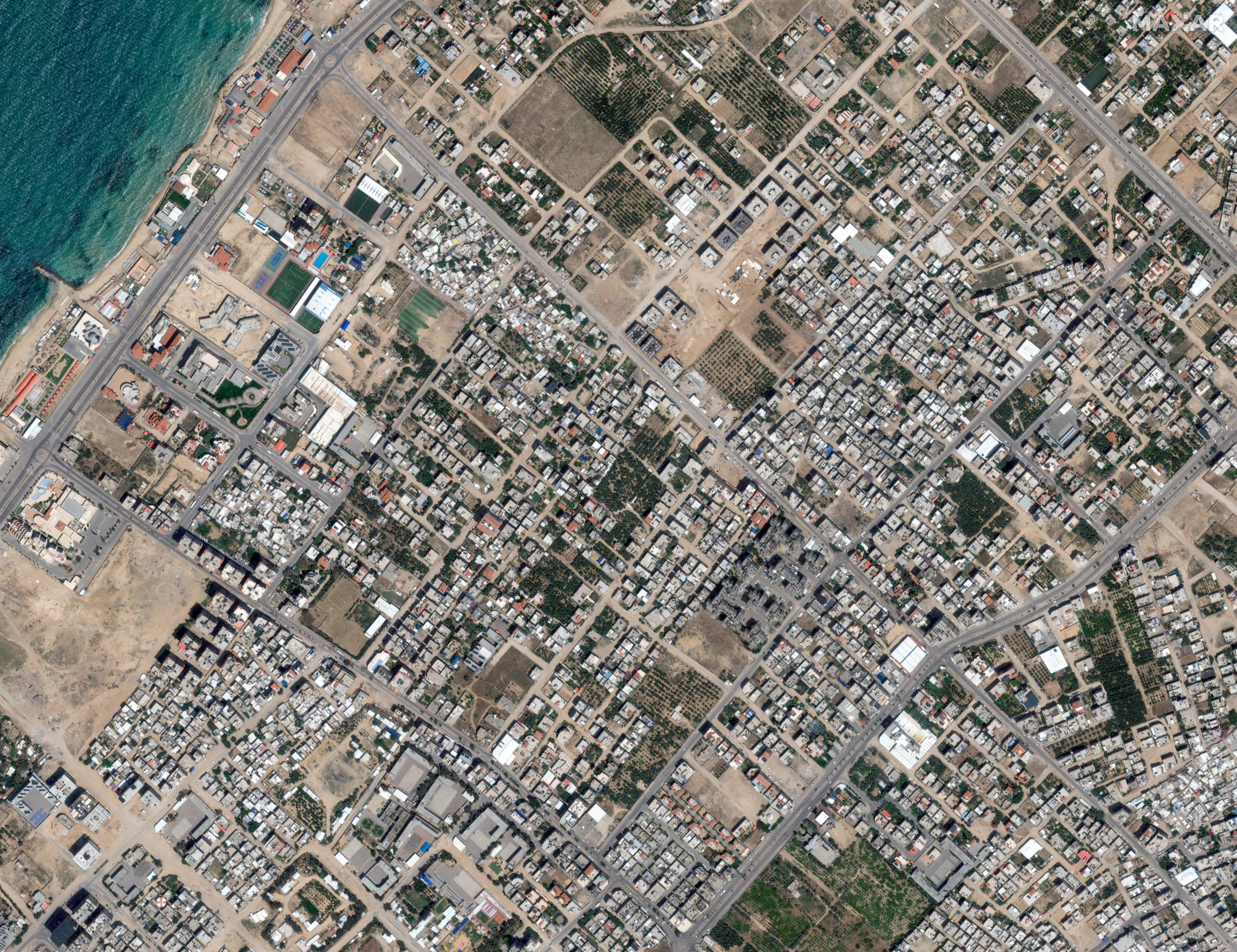 ▲▼ 加薩北部的卡拉馬（Al－Karama）2023年5月10日衛星影像。（圖／路透）