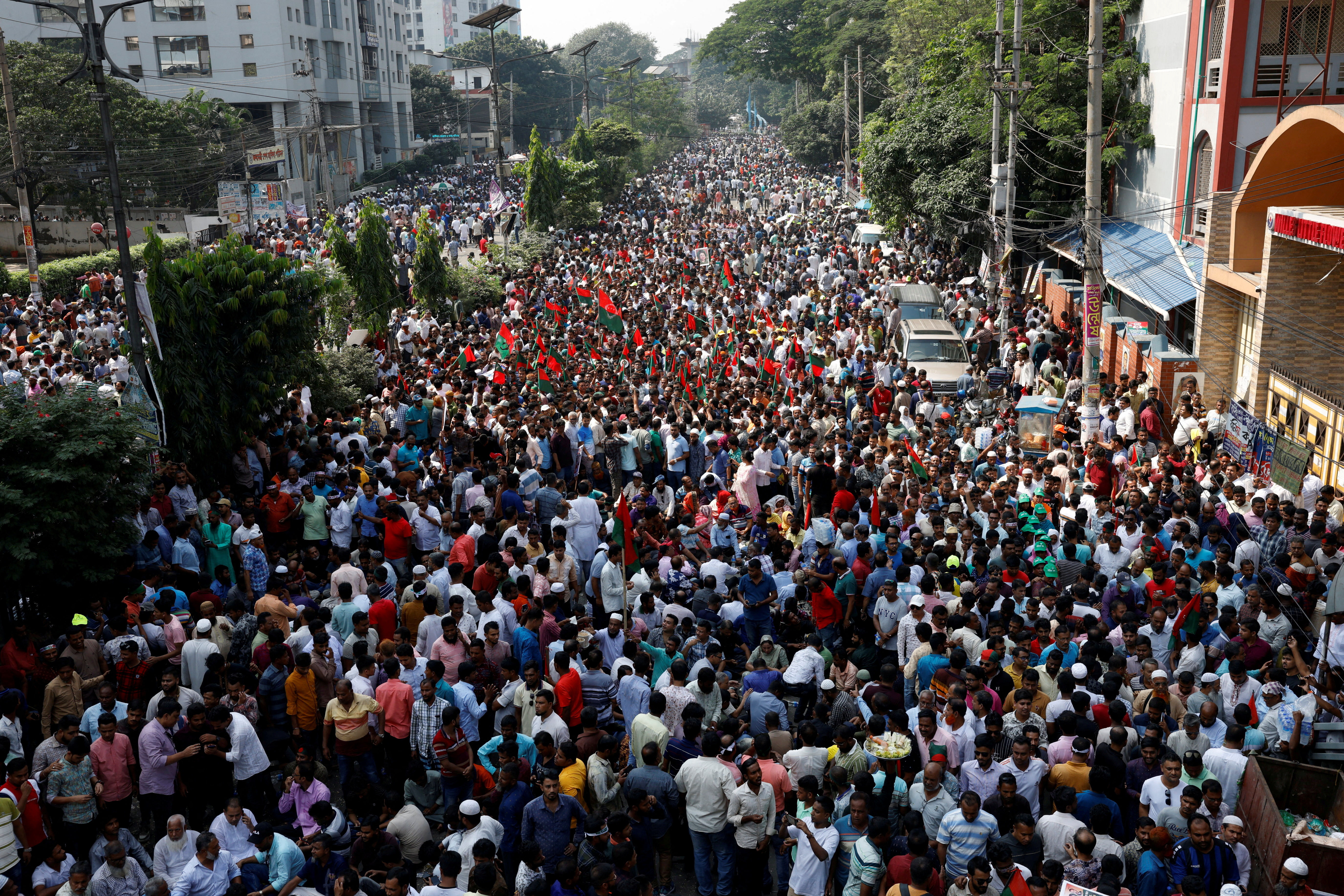 ▲孟加拉反對派大規模街頭示威。（圖／路透）