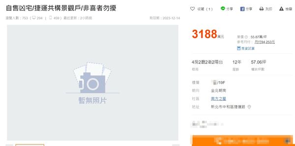 ▲▼▲南勢角捷運共構宅「南方之星」，近期高樓層凶宅開價3188萬求售。（圖／翻攝自《591房屋交易網》）。