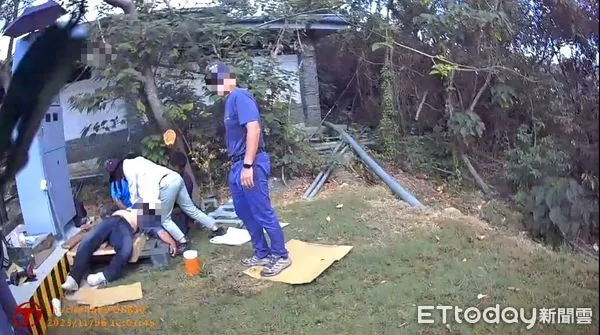 ▲車城消防分隊四重溪溫泉公園救援觸電男子             。（圖／記者陳崑福翻攝）