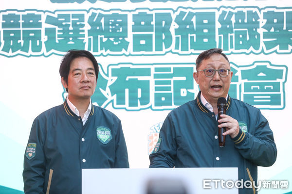 ▲民進黨總統參選人賴清德、姚立明出席競選總部組織架構公布記者會。（圖／記者林敬旻攝）