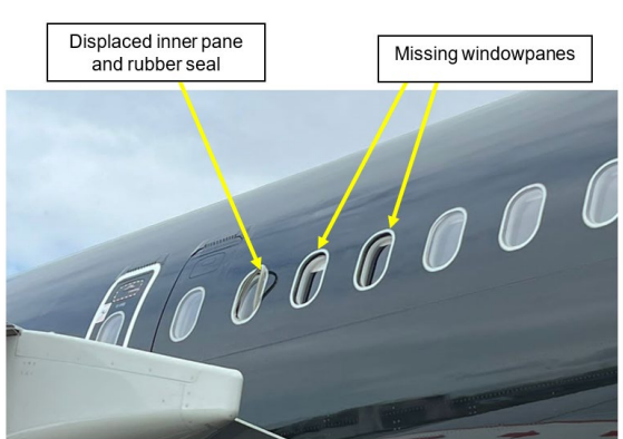 ▲▼泰坦航空空中巴士A321窗戶玻璃不見。（圖／翻攝AAIB）