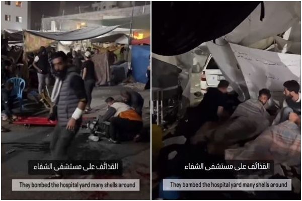 ▲▼社交媒體上流傳加薩市希法醫院（Al-Shifa Hospital）11日10日發生爆炸後的慘況。（圖／翻攝自X）