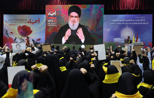 ▲▼ 黎巴嫩真主黨領袖納斯拉勒（Sayyed Hassan Nasrallah）11日發表談話。（圖／路透）