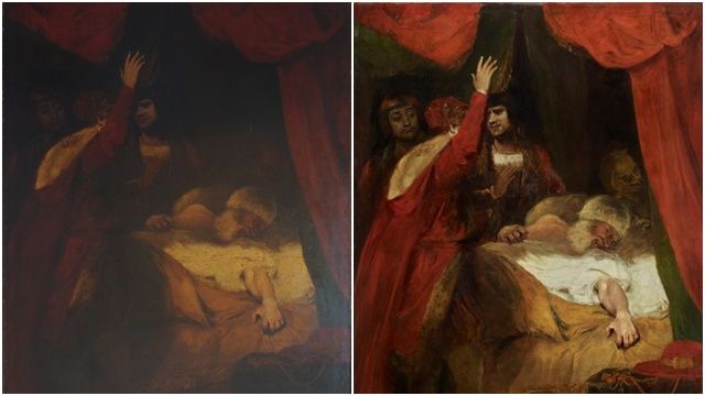 ▲▼18世紀英國藝術家雷諾茲（Joshua Reynolds）的畫作「紅衣主教蒲福之死」（The Death of Cardinal Beaufort）修復後經建惡魔。（圖／翻攝X@southeastNT）