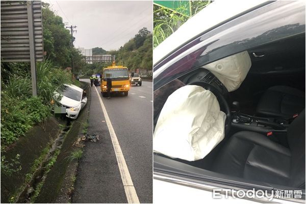 ▲▼瑞芳台62女駕車自撞。（圖／記者郭世賢翻攝）