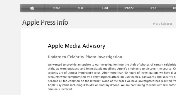 蘋果回應 iCloud 並未遭到破解 用戶毋須擔心