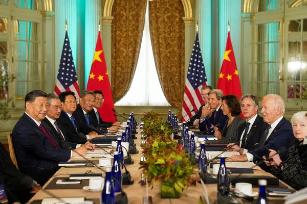 ▲▼ 美國總統拜登與中國國家主席習近平15日會晤。（圖／路透）