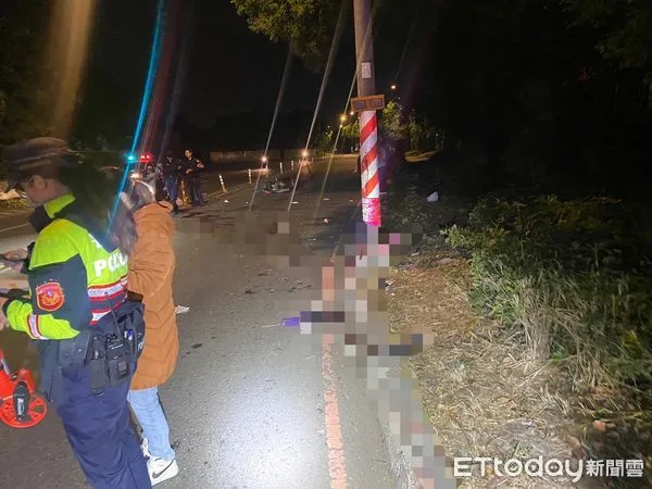 ▲李男騎機車載朋友返家，途中自撞燈桿後送醫不治。（圖／記者陸運陞翻攝）