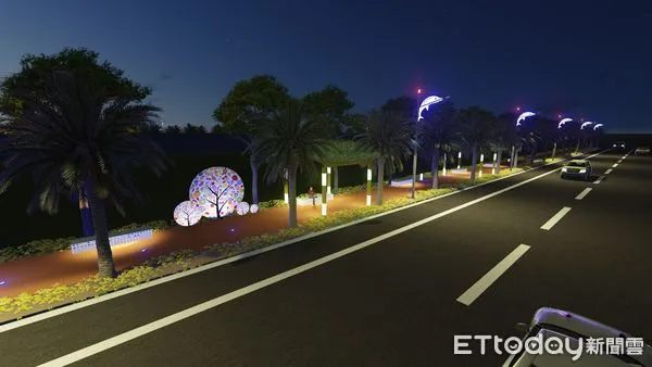 ▲道路夜間透過道路燈具造型配合整體景觀及當地風貌。（示意圖／花蓮港務分公司提供，下同）