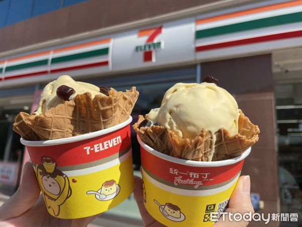 ▲▼7-ELEVEN酷聖石複合店推出最新「享吃布丁冰淇淋」。（圖／記者周姈姈攝）