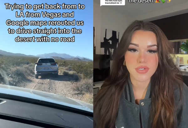 公路大塞車！女跟著Google導航捷徑「可以省50分鐘」　受困在沙漠。（圖／翻攝自TikTok／justdoingshelbythings）