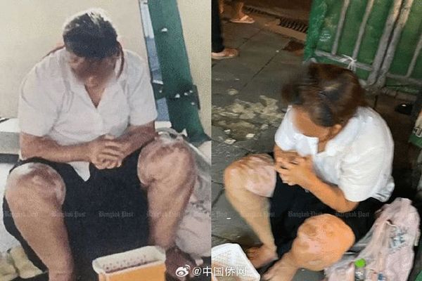 ▲曼谷街頭出現一批陸籍殘疾毀容乞丐，引起官方注意。（圖／翻攝微博）