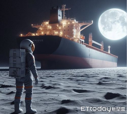 ▲船舶經紀人在推特PO上散裝船登陸月球的圖片。（圖／業者提供）