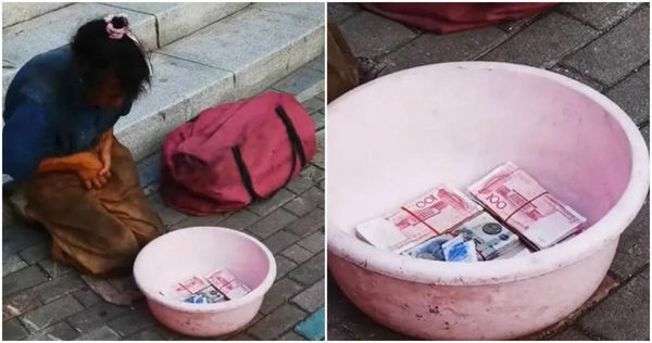 上海乞丐街頭討錢　超炫富！碗內竟有「這數目」