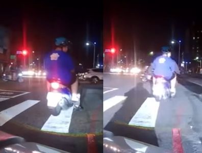 騎士紅燈右轉還譙「X你娘閃啦」　下秒閃光連發療癒畫面曝