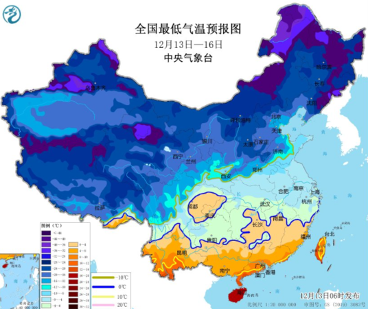 ▲華北黃淮等地最低溫或跌破曆史極值。（圖／翻攝自微博）