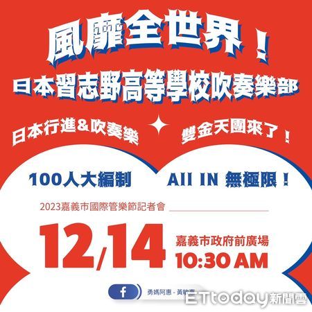 ▲▼  嘉市府太狠了！一次兩支日本金獎雙冠王日本瀧川高校與習志野高校封街開演！為管樂節造勢   。（圖／嘉義市政府提供）