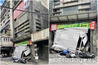 快訊／基隆「一棟房屋坍塌」！鐵皮噴出機車倒一排　警封鎖現場中