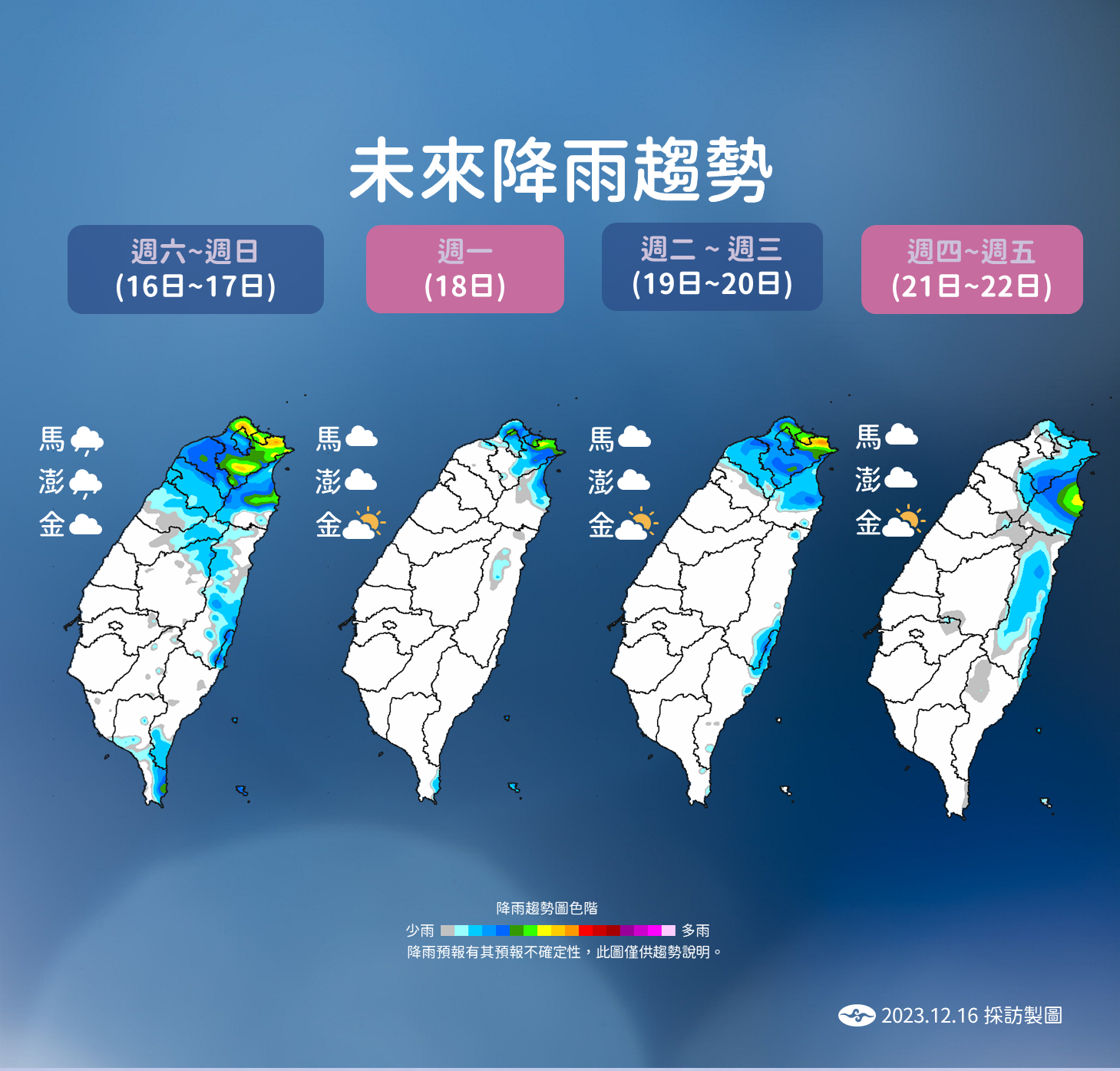 ▲▼未來一周降雨和溫度趨勢。（圖／氣象署）