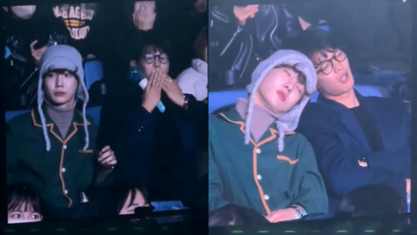 ▲Key、珉豪演唱會上裝睡。（圖／翻攝自IG）