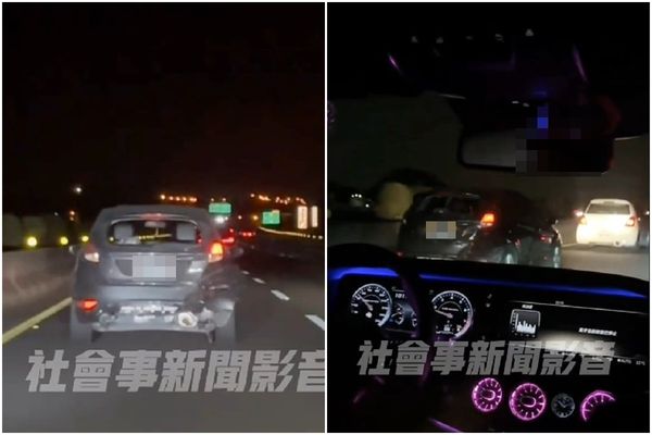 ▲國道1號北上永康至安定路段發生逼車事件。（圖／翻攝社會事新聞影音，下同）