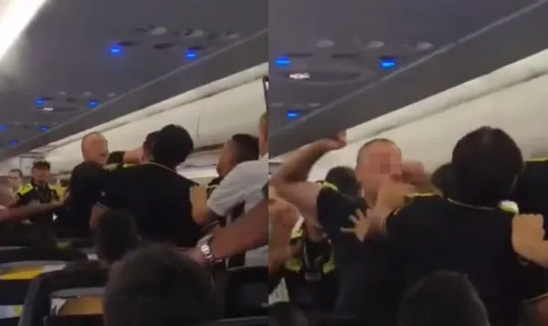 酒醉大鬧飛邁阿密班機　爆走男不爽被帶下飛機「出拳毆打警察」。（圖／翻攝自推特）