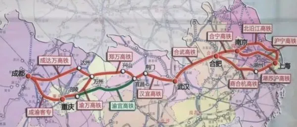 ▲滬渝蓉高鐵路線圖。（圖／翻攝微博）