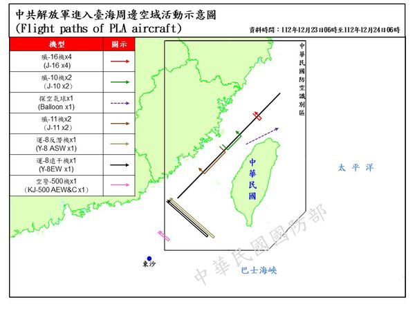 ▲▼國防部公布中共解放軍越過台海中線軌跡圖。（圖／國防部提供）