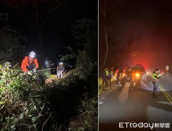 ▲南投縣仁愛鄉發生廂型車翻落邊坡事故。（圖／民眾提供）