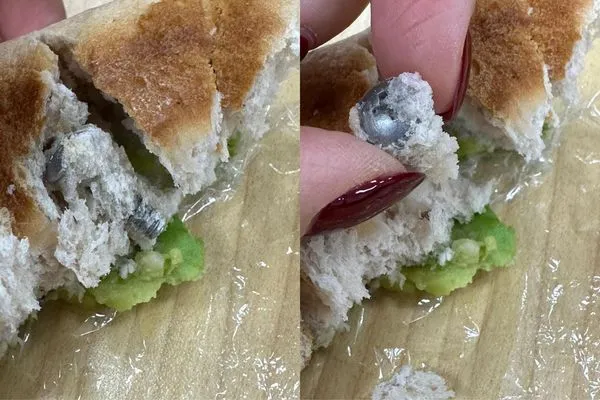 ▲貝果裡吃到螺絲。（圖／翻攝自小紅書）