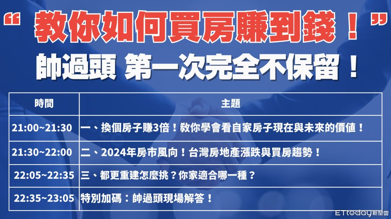 ▲▼帥過頭和ETtoday學習雲合作，推出「教你投資買房賺到錢」的直播課程，開在12月29日星期五晚上，跟帥過頭一起學買房。（圖／ETtoday學習雲）