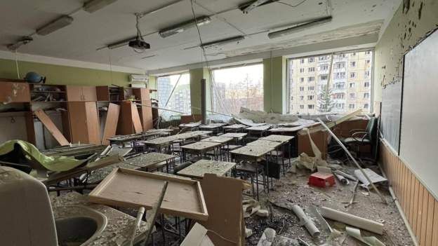 ▲▼ 烏克蘭利沃夫市長發布照片，稱教室遭到破壞。（圖／翻攝自Telegram）