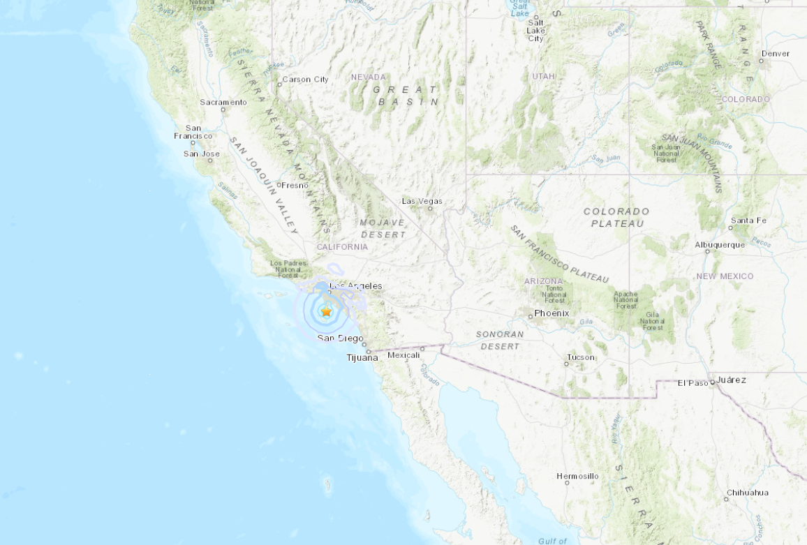 ▲洛杉磯近海地震。（圖／翻攝USGS）