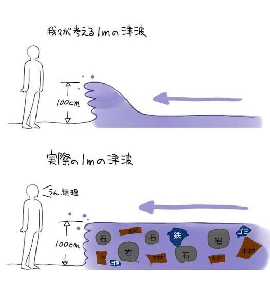 ▲▼日本網友圖解1公尺海嘯的威力。（圖／翻攝X）