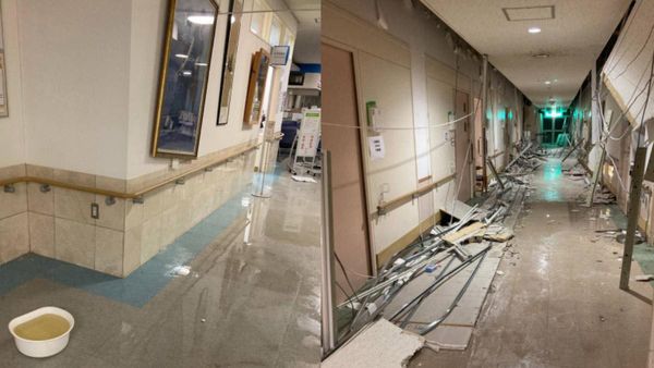 ▲▼日本一名醫護人員在網上曝光院內景象，顯示醫院也在強震中損毀。（圖／翻攝自X）