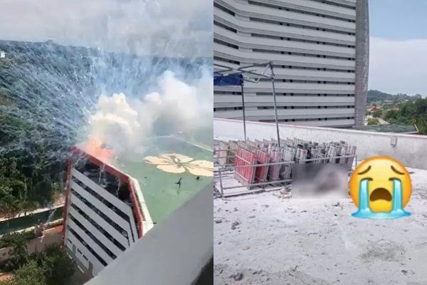 ▲▼馬來西亞一家飯店在安裝倒數煙火時突然發生爆炸，釀成1死1傷。（圖／翻攝自X）