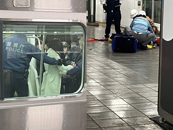 ▲▼東京20多歲女秋葉原電車「持刀刺人」4傷　目擊者看車廂內血跡嚇傻。（圖／翻攝X）